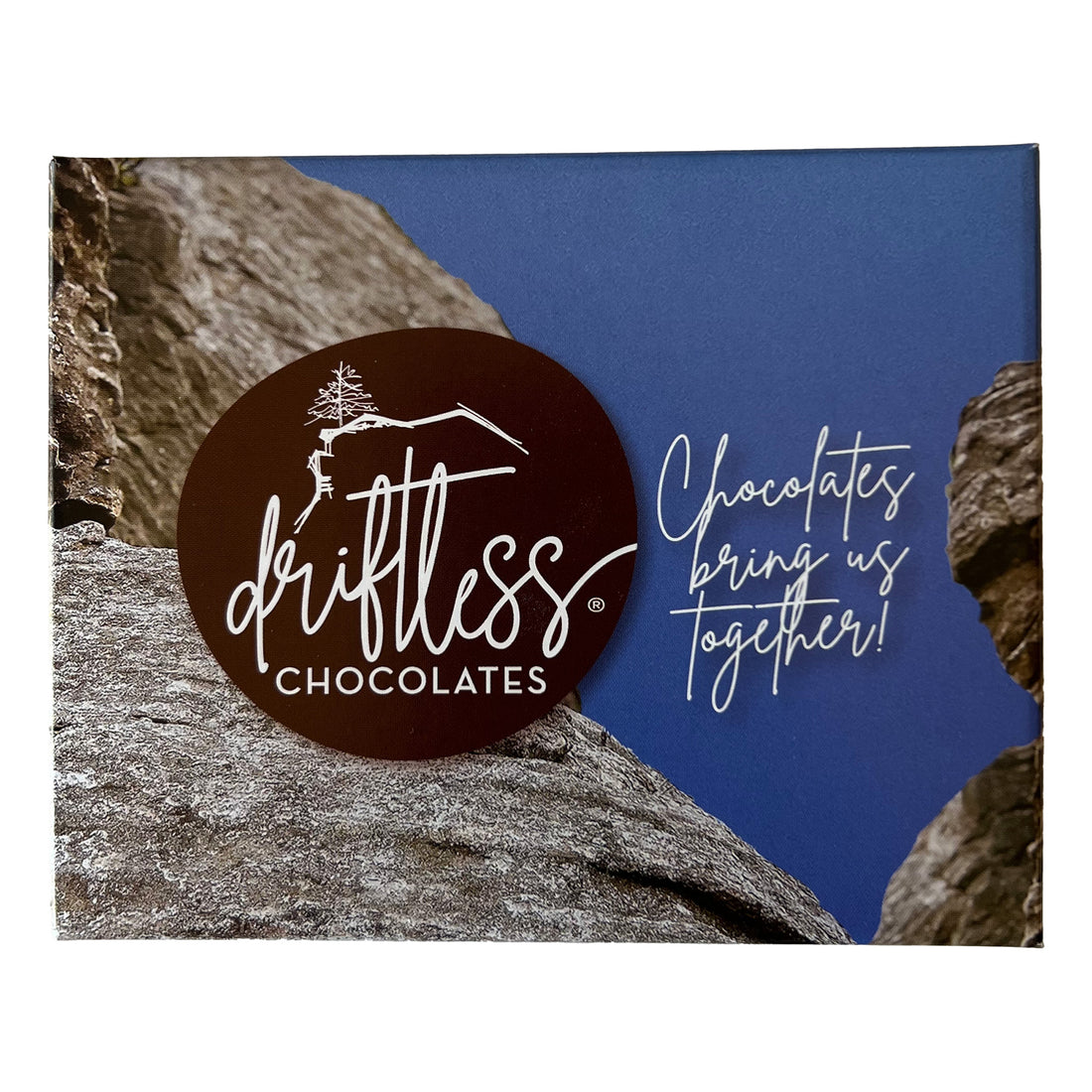 Driftless Chocolates 12 piece Assorted Truffles and Bonbons. Photo is of Donald Rock outside Mount Horeb Wisconsin